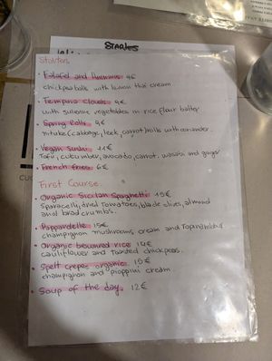 English menu at Haiku in Palermo