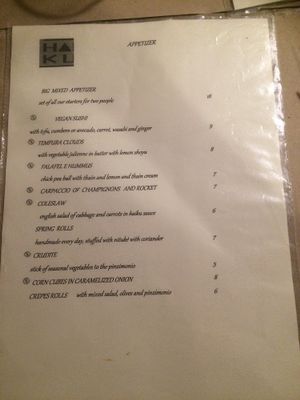 Menu 2 at Haiku in Palermo