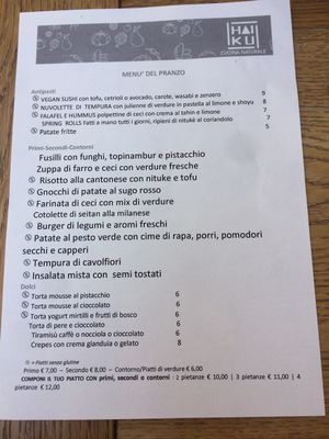 Menu: changes daily. at Haiku in Palermo