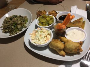 The one on the right was the happy hour plate, for 1 person  at Haiku in Palermo