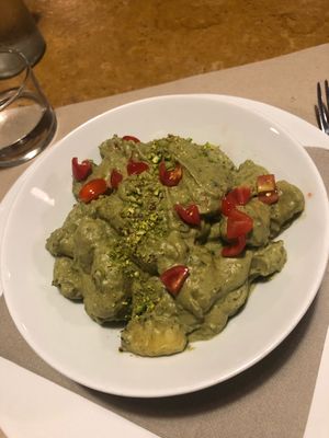 Gnocchi with pesto de pistachio  at Haiku in Palermo