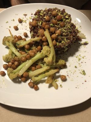 Red rice risotto with pistachios, chickpeas and broccoli (very yummy)  at Haiku in Palermo