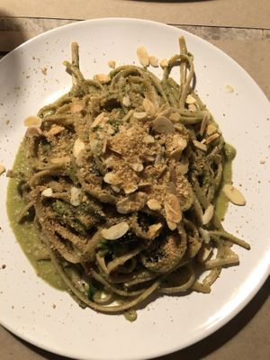 Broccoli linguine with almonds and bread crumbs (very good and filling) at Haiku in Palermo