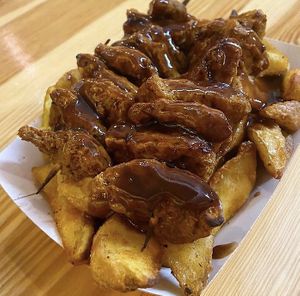Pintxo de seitan con salsa bbq at La Trocadero in Barcelona