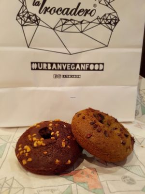 Matcha and chocolate donuts at La Trocadero in Barcelona