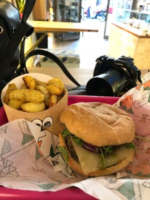mushroom burger at La Trocadero in Barcelona