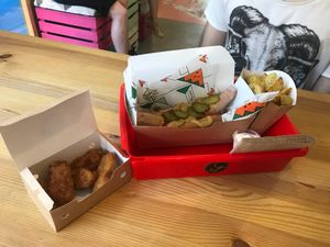 Hotdog fries and nuggets  at La Trocadero in Barcelona