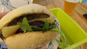 Setburger - Mushroom burger with pesto and cheese! at La Trocadero in Barcelona