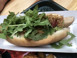 Guacamole hotdog  at La Trocadero in Barcelona