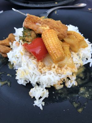 Veggie Tofu over rice at Pineapple Village in Gilroy