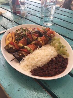 Vegan kebobs at Noguis in Tamarindo