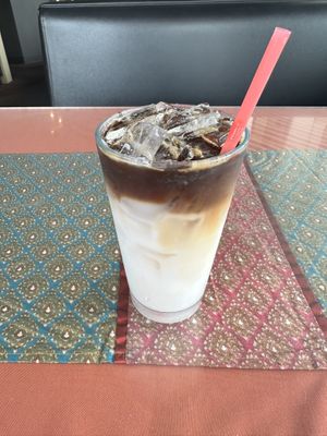 Vegan Vietnamese coffeee  at Tasty Thai Kitchen in Eugene