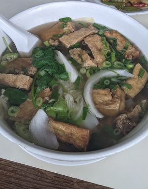 Vegan beancurd big bowl noodle soup at Saigon68 in Sheffield