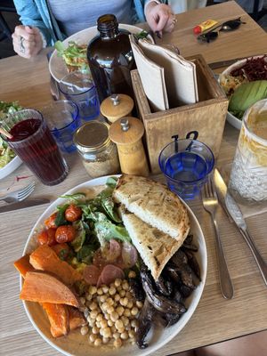 Middle eastern brunch bowl (made vegan with mushrooms instead of egg)  at Ruby Lane Wholefoods in Manly