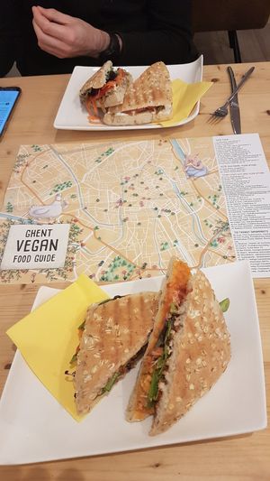 Paninis with the vegan map at Mie Vie in Ghent