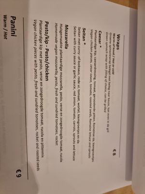 Part of menu at Mie Vie in Ghent