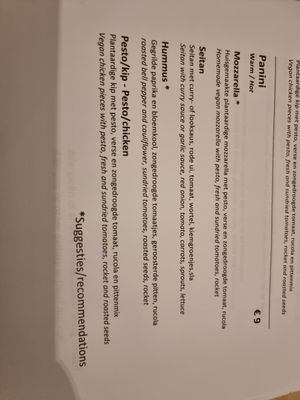 Part of menu at Mie Vie in Ghent