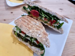 Panini with vegan mozarella at Mie Vie in Ghent