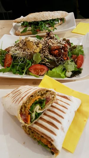 Seiten wrap, Inca salad and Mozzarella Sandwhich at Mie Vie in Ghent