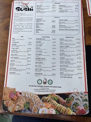 menü at Kappa Sushi in La Fortuna