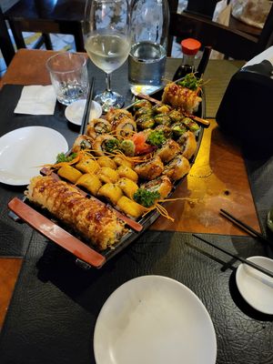 Vegan sushi boat at Kappa Sushi in La Fortuna