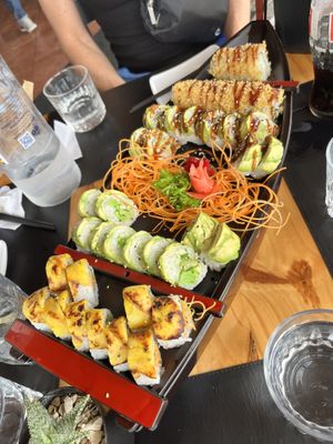 Vegan sushi boat - choose from 9 different rolls!  at Kappa Sushi in La Fortuna