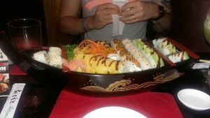 The epic vegan sushi boat! at Kappa Sushi in La Fortuna