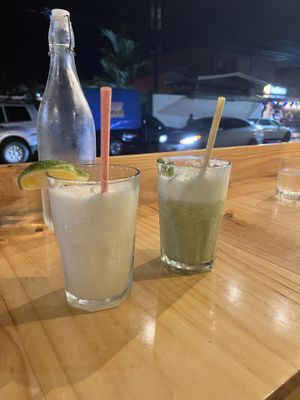 Ginger Lemonade on L, forgot the drink on the R  at Kappa Sushi in La Fortuna