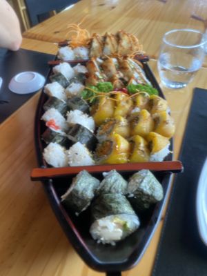 Vegan sushi boat  at Kappa Sushi in La Fortuna
