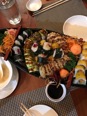 Vegan sushi boat at Kappa Sushi in La Fortuna