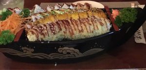 vegan sushi - boat at Kappa Sushi in La Fortuna