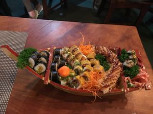 Vegan sushi boat at Kappa Sushi in La Fortuna