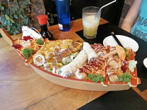 40-piece (4 rolls) vegan sushi boat at Kappa Sushi in La Fortuna
