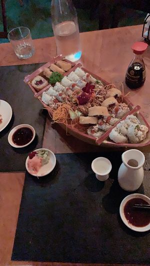 Vegan boat at Kappa Sushi in La Fortuna