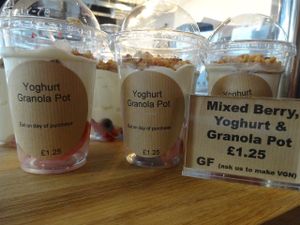 Mixed Berry, Yogurt & Granola Pots Gluten Free - £1.25
Vegan option available at Riverside Cafe in Leicester