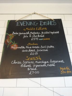 Evening Menu Board at Riverside Cafe in Leicester