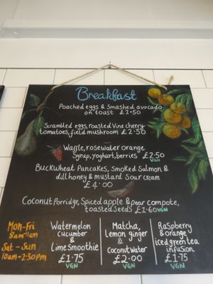 Breakfast Menu Board at Riverside Cafe in Leicester