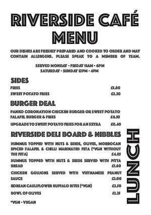 2019 Menu at Riverside Cafe in Leicester