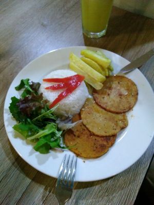 Chicken Milanese at Loving Hut in Cusco