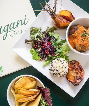 Vegan meatballs at Organi Chiado in Lisbon