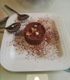 Tasty dessert at Organi Chiado in Lisbon