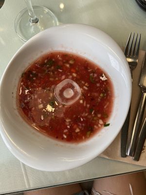 Watermelon soup at Organi Chiado in Lisbon