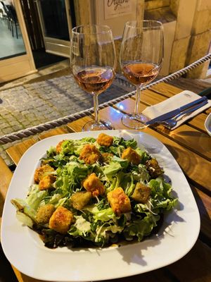 Vegan Caesar Salad with rice bread croutons and tofu!   at Organi Chiado in Lisbon