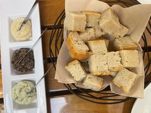 Patés con pan de arroz  at Organi Chiado in Lisbon