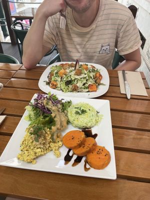 Spirit tofu and Caesar salad   at Organi Chiado in Lisbon