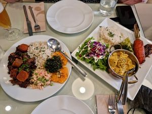 Black beans and Thai tofu at Organi Chiado in Lisbon