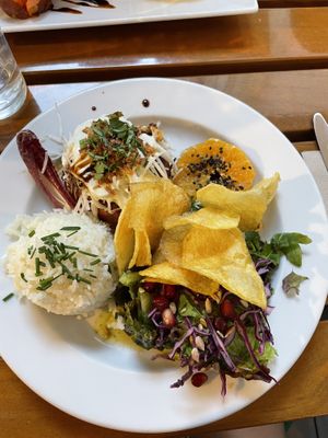 Vegan Burger Dish. Interesting combination of flavours   at Organi Chiado in Lisbon