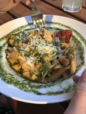 Penne with pesto  at Organi Chiado in Lisbon