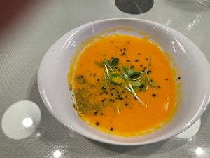 Sopa de cenoura  at Organi Chiado in Lisbon