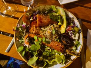 Roast vegetable and quinoa salad at Organi Chiado in Lisbon